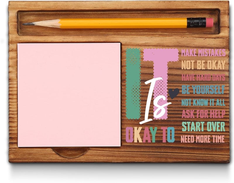 akeke It's Okay to Sticky Notes Holder, Mental Health Matter, Positive, Motivational, Mental Health Awareness Gifts for Coworkers, Women, Colleagues, Boss, Self-Stick Note Pad Holders GAA60 - Image 1